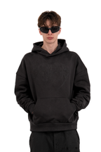 BLACK-ON-BLACK SPIKE LOGO HOODIE