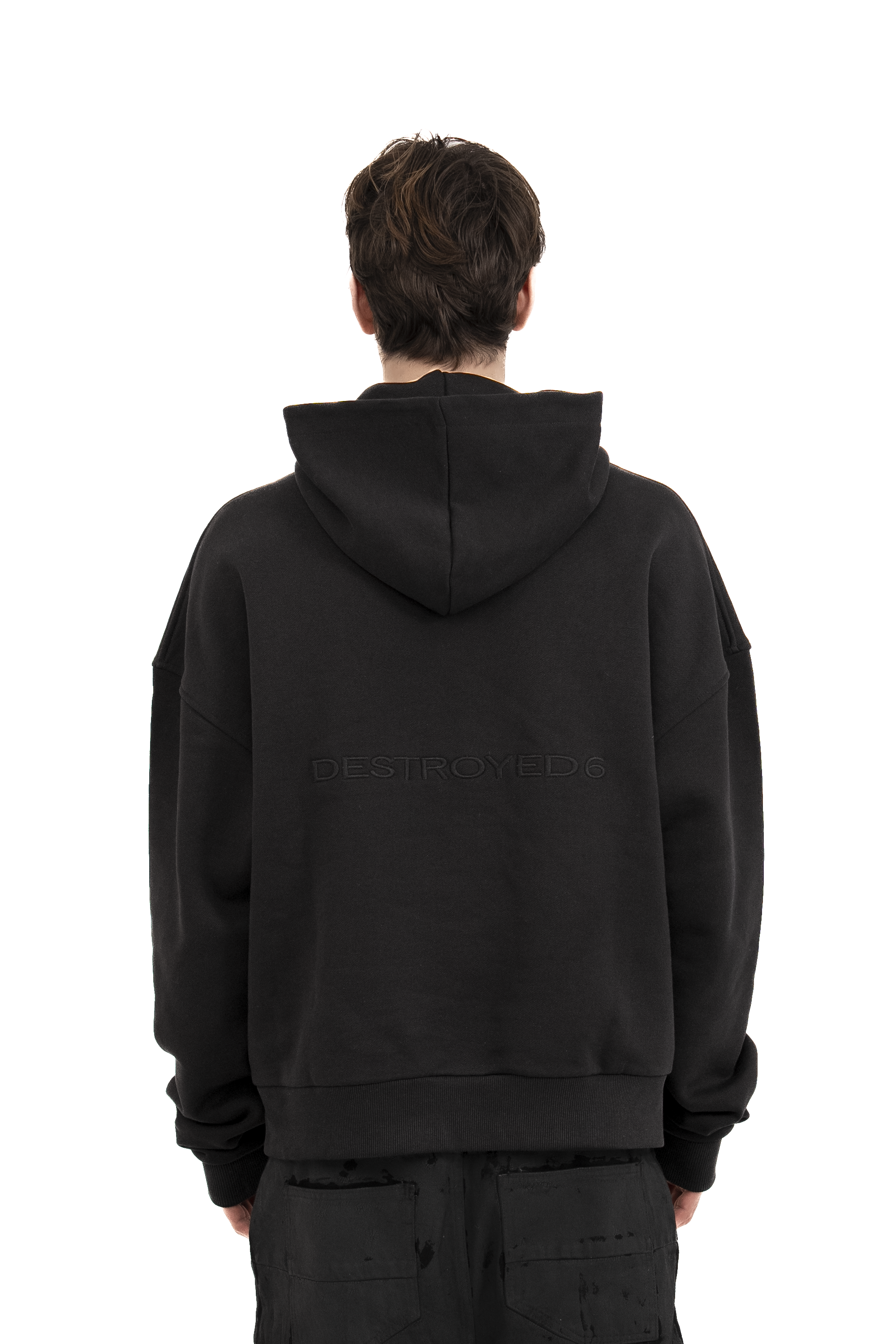 BLACK-ON-BLACK SPIKE LOGO HOODIE