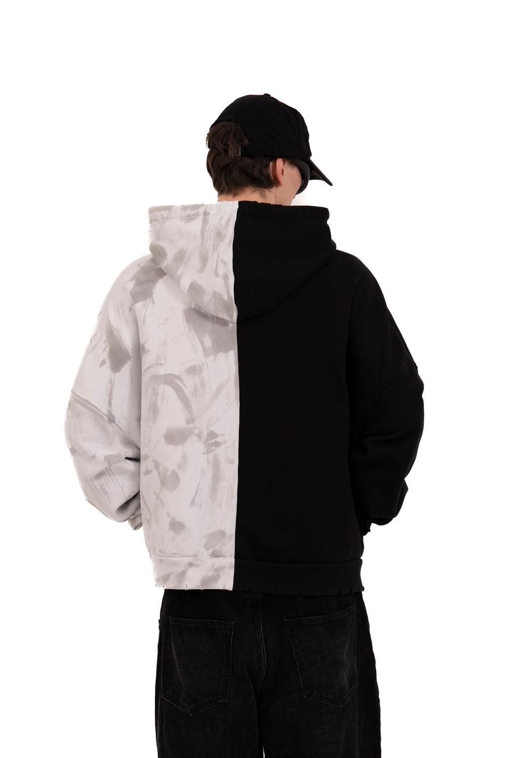 HALF- HALF ZIPPER WASHED LOOK